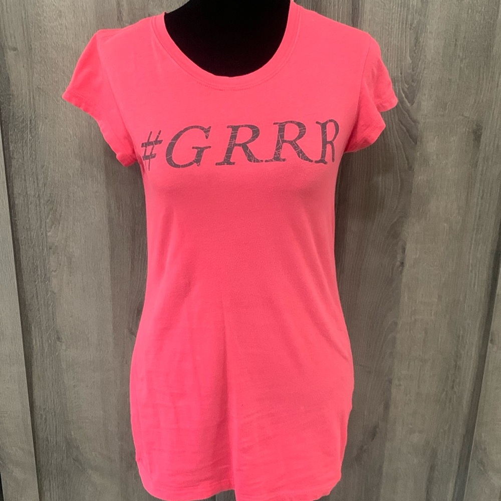 Vintage #GRRR Hot Pink Cotton T-Shirt Top Women's Size Large